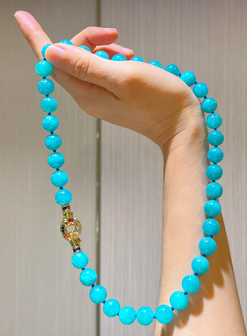 11-12mm大颗粒好品质天然天河石项链复古气质圆珠串珠锁骨链