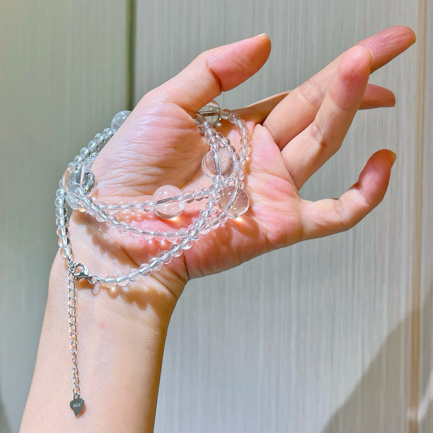 [清凉一夏]ins风小众天然白水晶项链女百搭透明串珠满天星毛衣链,淘宝优惠券,粉丝福利购,淘宝优惠卷