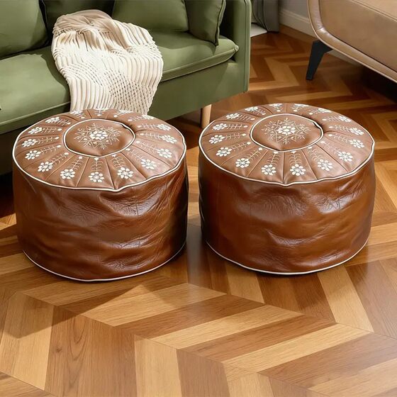 Chinese style light luxury leather pier storage stool seasonal storage box