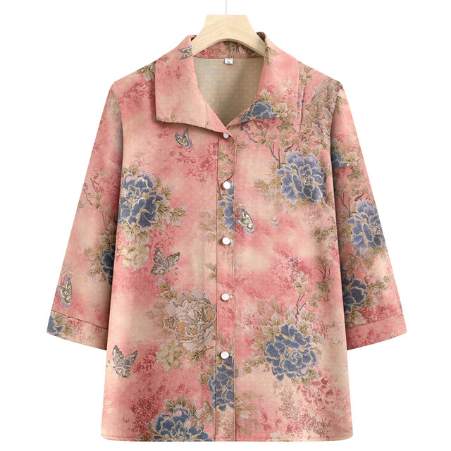 Grandma's spring and summer new shirts, clothes for 60-year-olds
