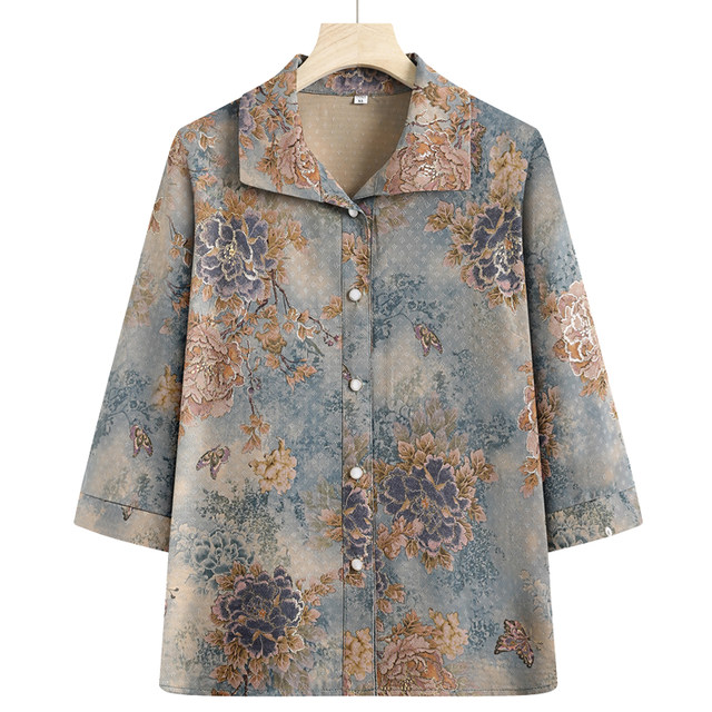 Grandma's spring and summer new shirts, clothes for 60-year-olds
