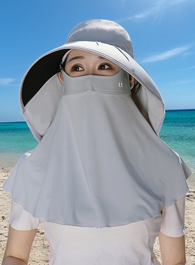 夏季女大檐防晒面罩遮阳帽