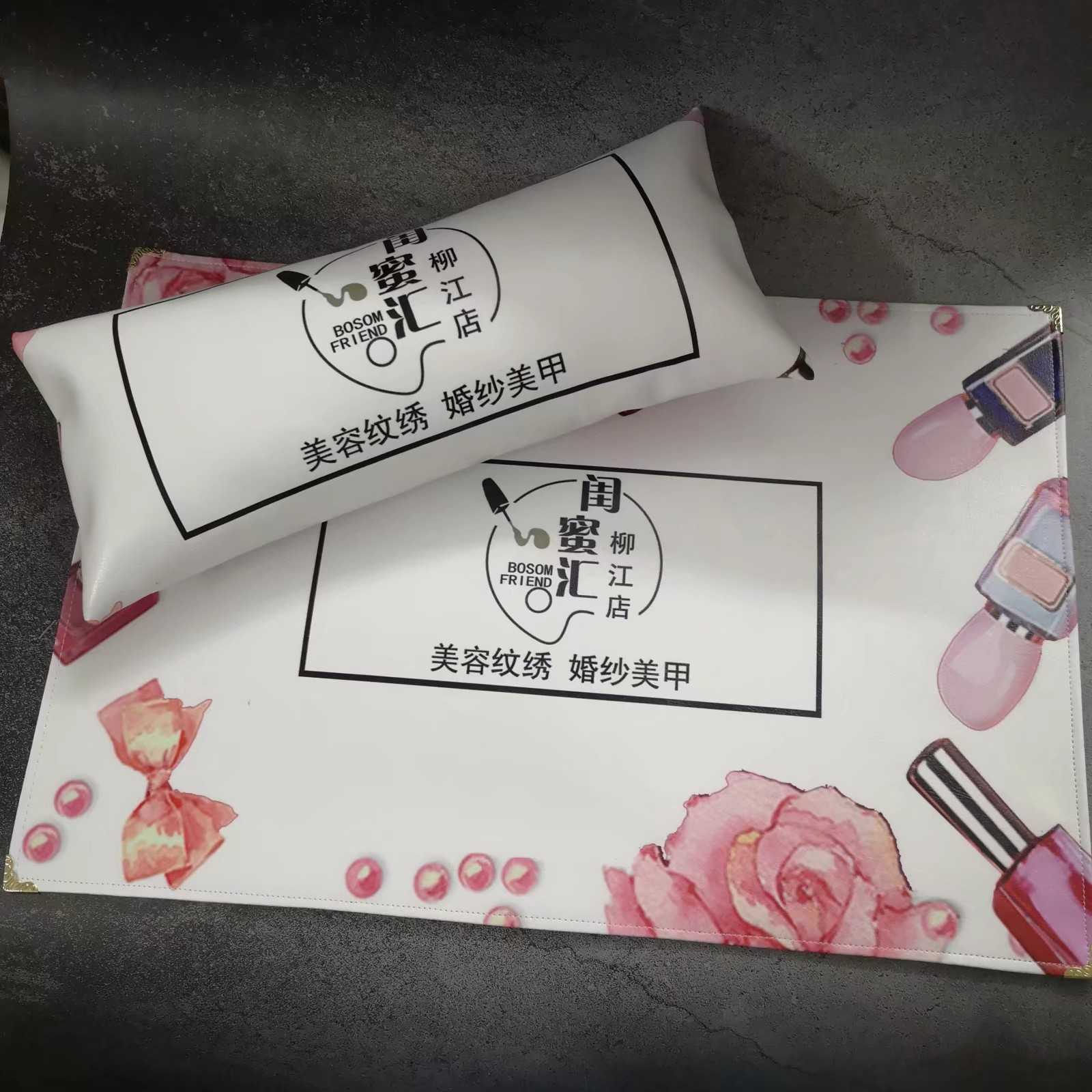 新款PU皮大理石美甲手枕套装可拆手垫logo定制费拼团数量不限包邮-图1