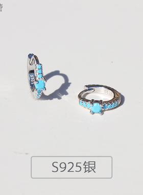 S925银拧球螺丝雪花水滴绿松石耳骨钉耳蜗钉耳钉花瓣花朵形状六角