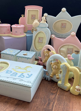 包邮卡通风树脂周岁乳牙盒相框