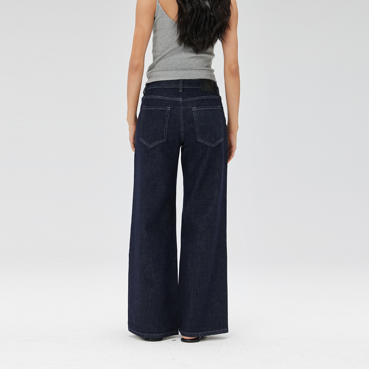 NO93美式复古原色直筒深蓝牛仔裤女2025新款水洗丹宁中高腰长裤子 - 图1