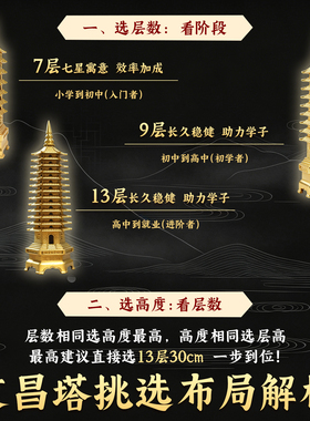 文昌塔十三层纯铜九层摆件