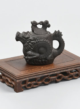 鸡翅木石头木质雕刻长方形摆件奇实花瓶工艺品盆红木底座托架佛像