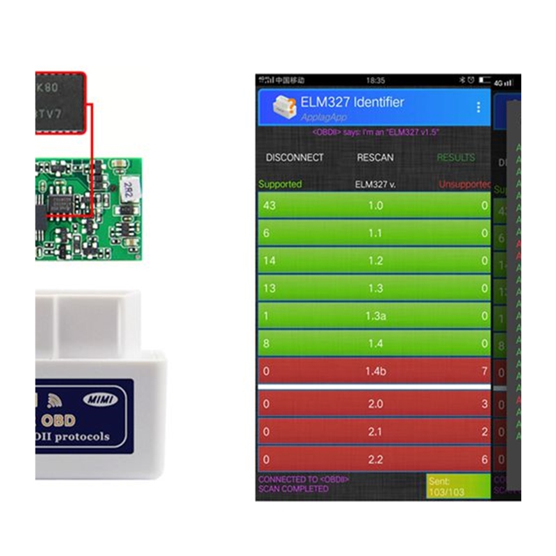 Single Board ELM327 WIFI V1.5 PIC18F25K80 4mHz Car Accessori - 图3