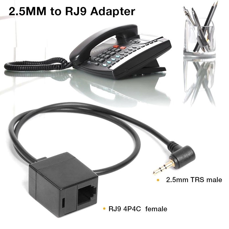 2PCS 2.5mm TRS Male to RJ9 4P4C Female Plug Headset Jack Te-图0