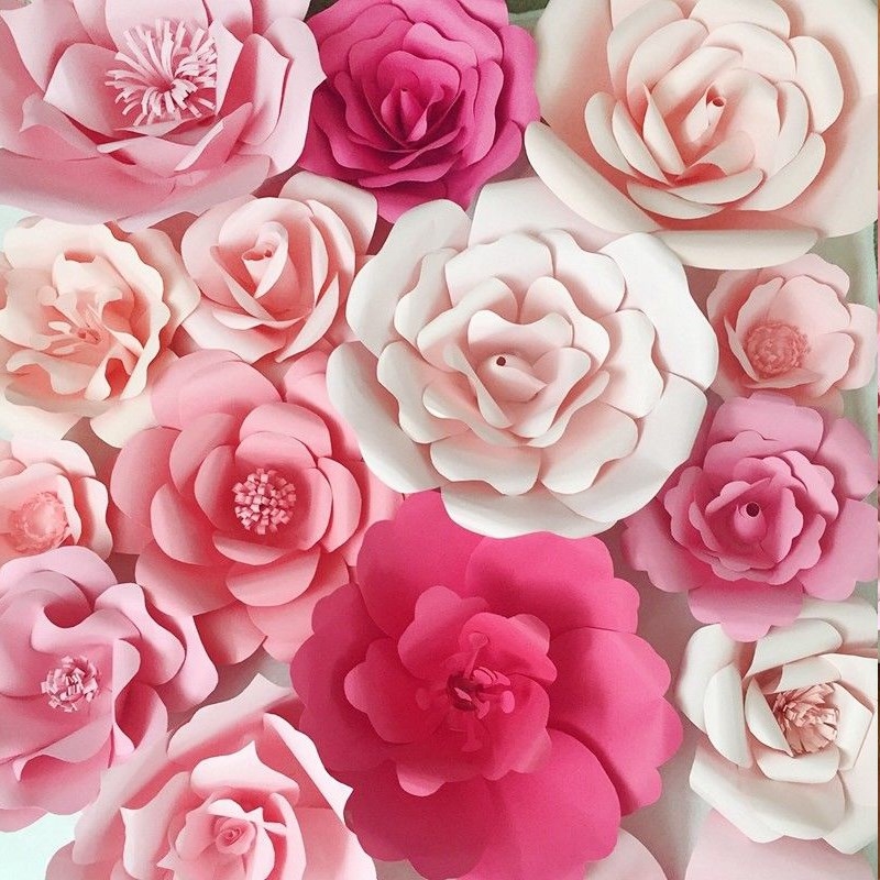 Largest supplier 30cm Paper Flower Backdrop Wall Large Rose - 图2