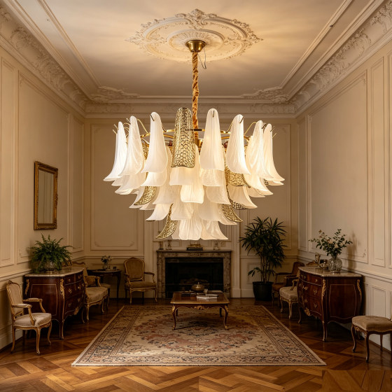 American designer French light luxury glass living room main chandelier creative art villa bedroom art banquet light