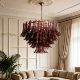 Italian light luxury crystal lamp, high-end villa hall lamp, hotel club, atmospheric duplex building, purple glass chandelier
