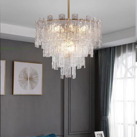 Light luxury glass chandelier, artistic style fashionable bedroom lamp