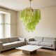 Medieval style green glass strip chandelier Nordic light luxury restaurant bedroom B&B bar creative atmosphere lighting fixtures