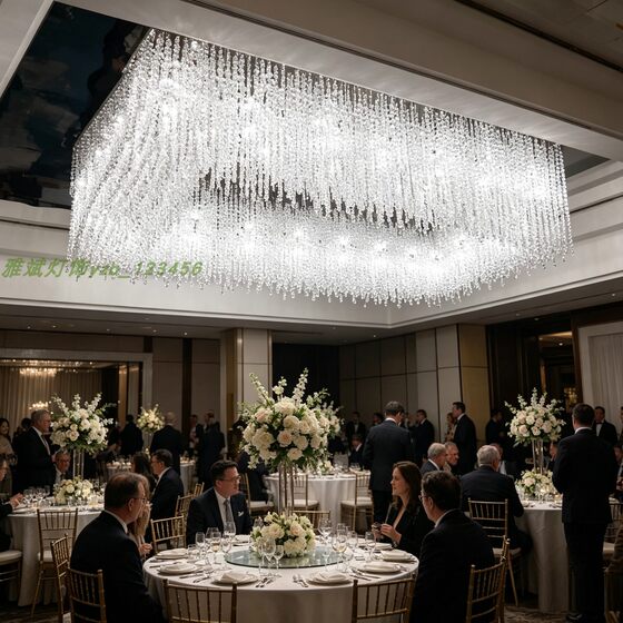 Crystal lamps for banquet rooms, light luxury square modern ceiling lamps, atmospheric engineering lamps for hotel clubs