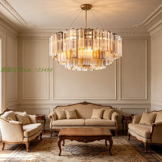 French light luxury medieval glass tube ceiling lamp modern simple living room bedroom high-end eye protection lamp