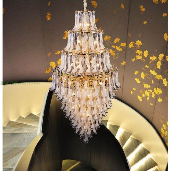 Duplex floor chandelier living room light luxury