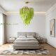 Medieval style green glass strip chandelier Nordic light luxury restaurant bedroom B&B bar creative atmosphere lighting fixtures