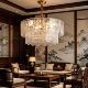 Light luxury living room chandelier model room copper lamp modern simple atmospheric glass crystal lamp restaurant atmosphere bedroom lamp