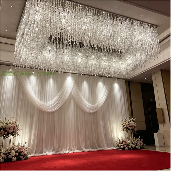 Crystal lamps for banquet rooms, light luxury square modern ceiling lamps, atmospheric engineering lamps for hotel clubs