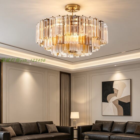 French light luxury medieval glass tube ceiling lamp modern simple living room bedroom high-end eye protection lamp
