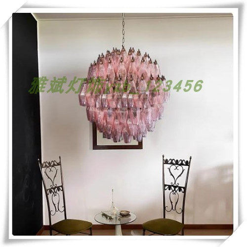 French Murano amber glass chandelier designer light luxury medieval style creative retro villa living room lamp