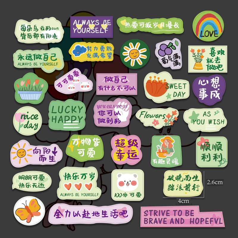 港式手帐贴纸创意装饰贴表情包贴纸加油励志文学鼓励学习用品贴画
