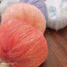 пряжа 12团亮片马海毛线 进口南非珠片小马海亮丝羊毛百搭编织柔软不扎