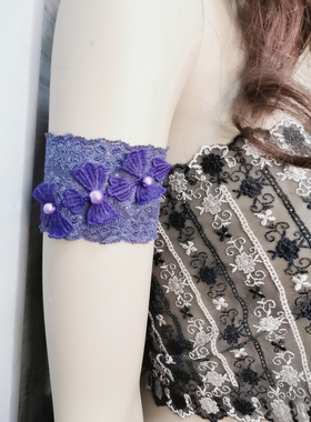 紫色蕾丝直接套上臂饰臂环松紧臂饰礼服摄影舞台手大臂显瘦臂单只