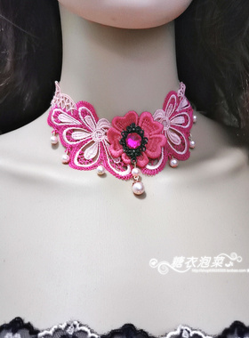 珍珠项链颈饰糖蕾丝锁骨链女