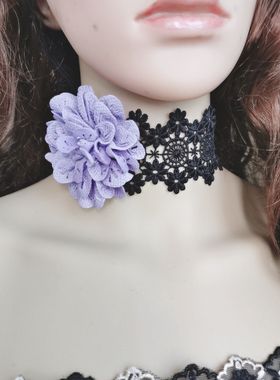 镂空黑色项链欧美糖蕾丝女