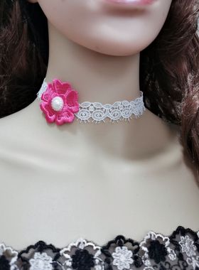 短款蕾丝流苏洛丽塔黑白色项链