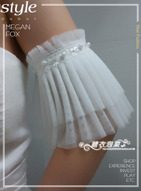 臂饰珍珠新娘乳白色臂环蕾丝