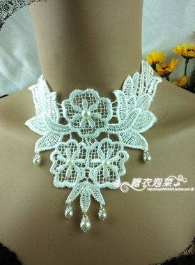 复古宫廷风疤痕遮盖珍珠白色项圈