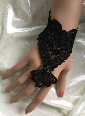 黑色手链爱心哥特蕾丝复古女