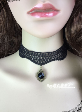 复古宫廷风蕾丝短款夜店白色项链