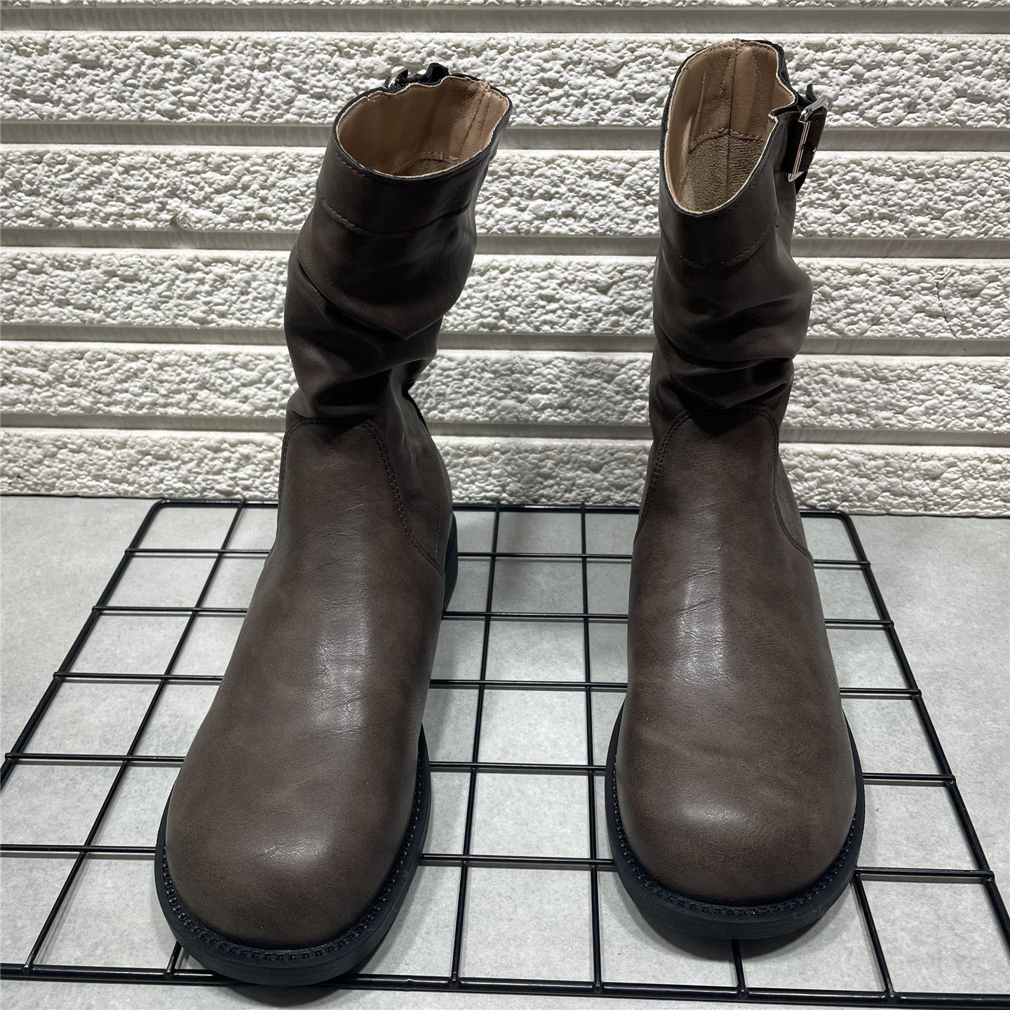 断码处理秋冬新款粗跟复古中筒靴骑士靴女鞋秋冬季显瘦堆堆小短靴,淘宝优惠券,粉丝福利购,淘宝优惠卷