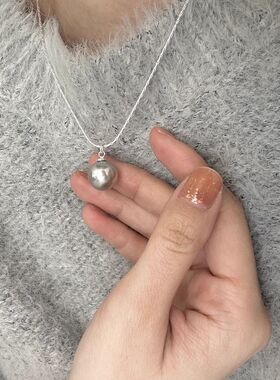 热销正圆大珍珠秋冬珍珠施家水晶项链毛衣链气质小众百搭蛇骨链女