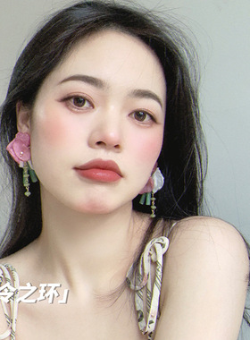 耳环爱心花朵耳饰耳坠2023新款爆款女个性夸张耳钉旅游串珠耳坠夏
