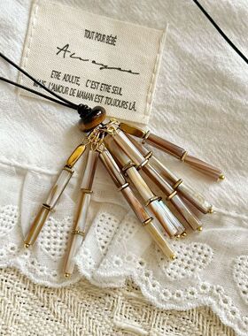 小众高级感玳瑁色水晶串珠叠戴项链女25年多层锁骨链气质毛衣链潮