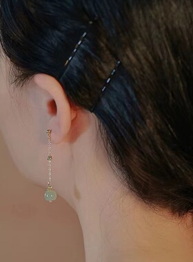 新中式古风耳坠女设计耳环百搭简约银针耳钩耳夹耳饰品2025新款