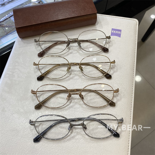 2025秋冬新品西太同款椭圆书呆子眼镜框复古文艺加厚雕刻镜圈眼镜 - 图1