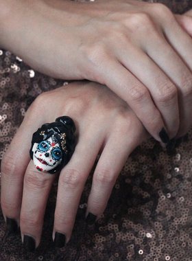 泰国设计师黑发万圣节搞怪风戒指