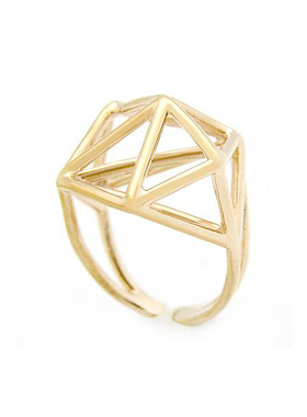 goodafternine泰国设计师手工黄铜镀18k金菱形几何金字塔简约戒指