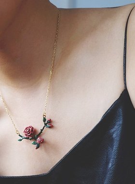 GOODAFTERNINE泰国设计师手工 爱情玫瑰花 项链