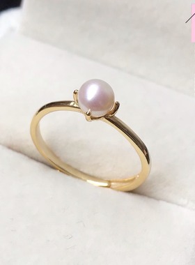 正圆强光小灯泡天然戒指镀黄金