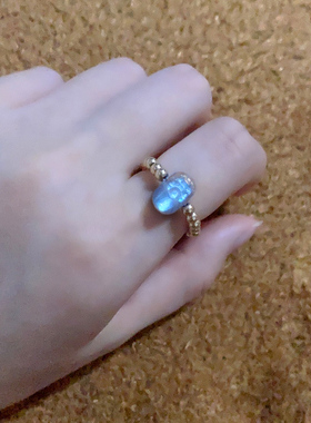 貔貅戒指印记灰月光石招财转运