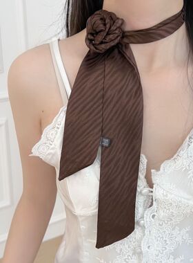 纯色波纹百搭丝巾发带颈饰腰带