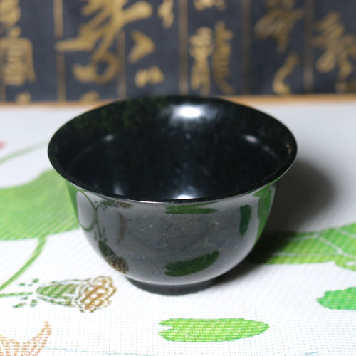药王石墨绿玉功夫茶杯墨绿玉保健玉酒杯光亮照见人影@超值推荐款 - 图0